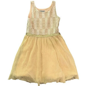 Elisa B. - Gold Sparkly Girls Dress - Size 12